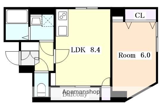 エル・ビューネ千種(1LDK/2階)の間取り写真