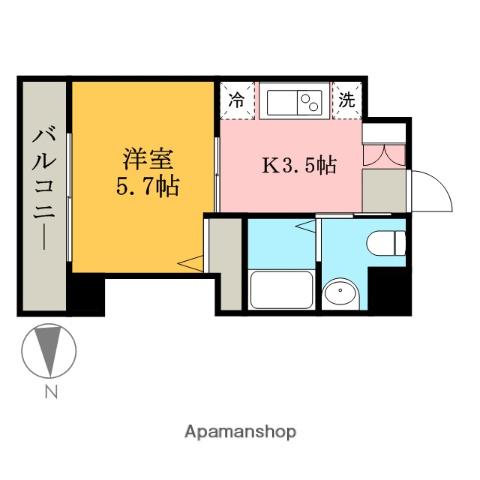 プロビデンス栄南(1K/7階)の間取り写真