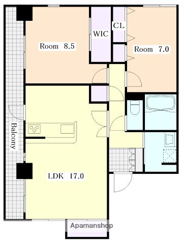 スクエア・アパートメント(2LDK/12階)の間取り写真