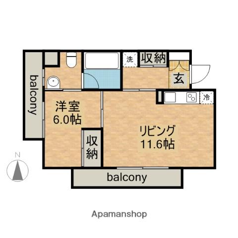白川公園パークマンション(1LDK/3階)の間取り写真