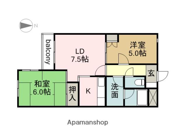 SRKビルディングⅡ(2LDK/2階)の間取り写真
