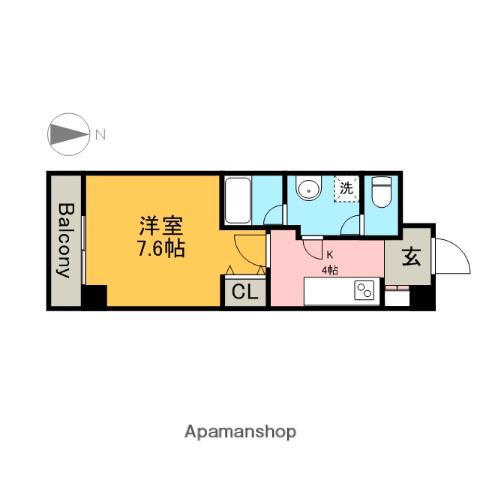 MELIV鶴舞(1K/13階)の間取り写真