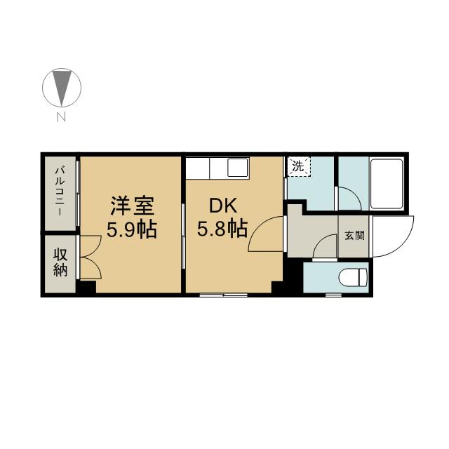 ガーディアン千代田(1DK/5階)の間取り写真