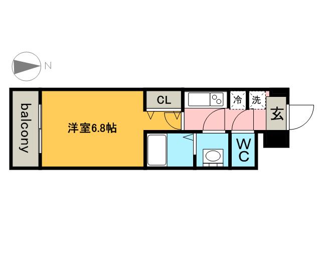 インプルーブ鶴舞(1K/4階)の間取り写真