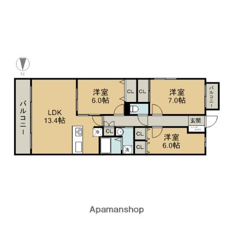 グランアベニュー名駅南(3LDK/2階)の間取り写真