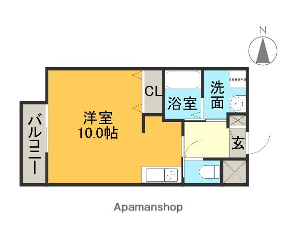 カーサ千年(ワンルーム/1階)の間取り写真