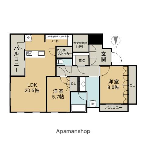 ザ・ライオンズミッドキャピタルタワー(2SLDK/35階)の間取り写真