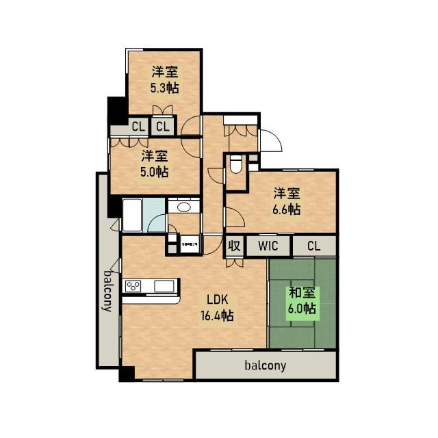 パークアクシス金山ウエスト(4LDK/8階)の間取り写真