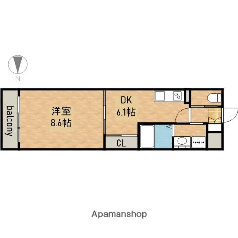 GRAMERCY SHIRAKAWA KOEN(1DK/14階)の間取り写真