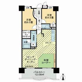 ライオンズシティ金山(2LDK/4階)の間取り写真
