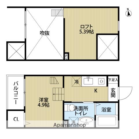 レクサス1439(1K/2階)の間取り写真