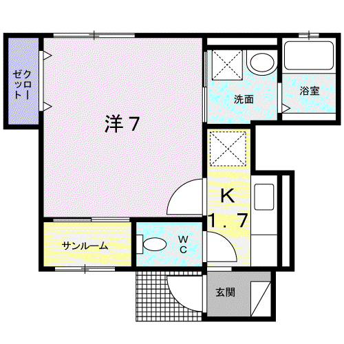 ジェルメ大喜新町(1K/2階)の間取り写真