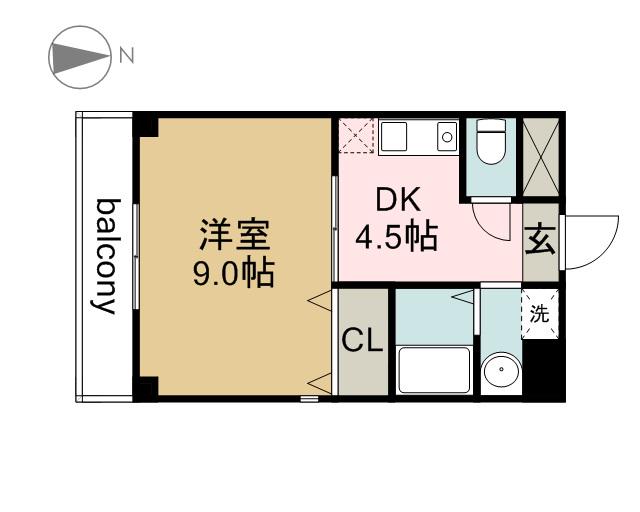 ファーリーヒルズ(1DK/6階)の間取り写真