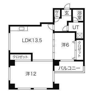 三洋ビル(2LDK/3階)の間取り写真