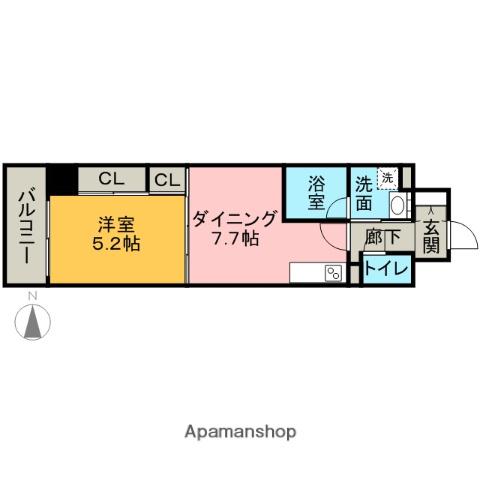 ランドハウス グランドウエスト(1DK/3階)の間取り写真