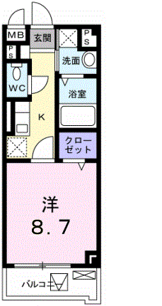 M2-CUBU(1K/3階)の間取り写真