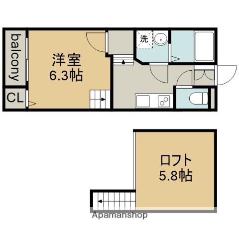 CREO日比野(ワンルーム/1階)の間取り写真