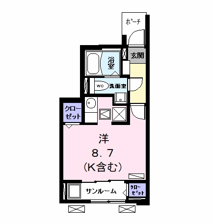 エレガンス牛立(ワンルーム/1階)の間取り写真