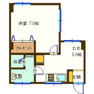 スタービル(1DK/6階)の間取り写真