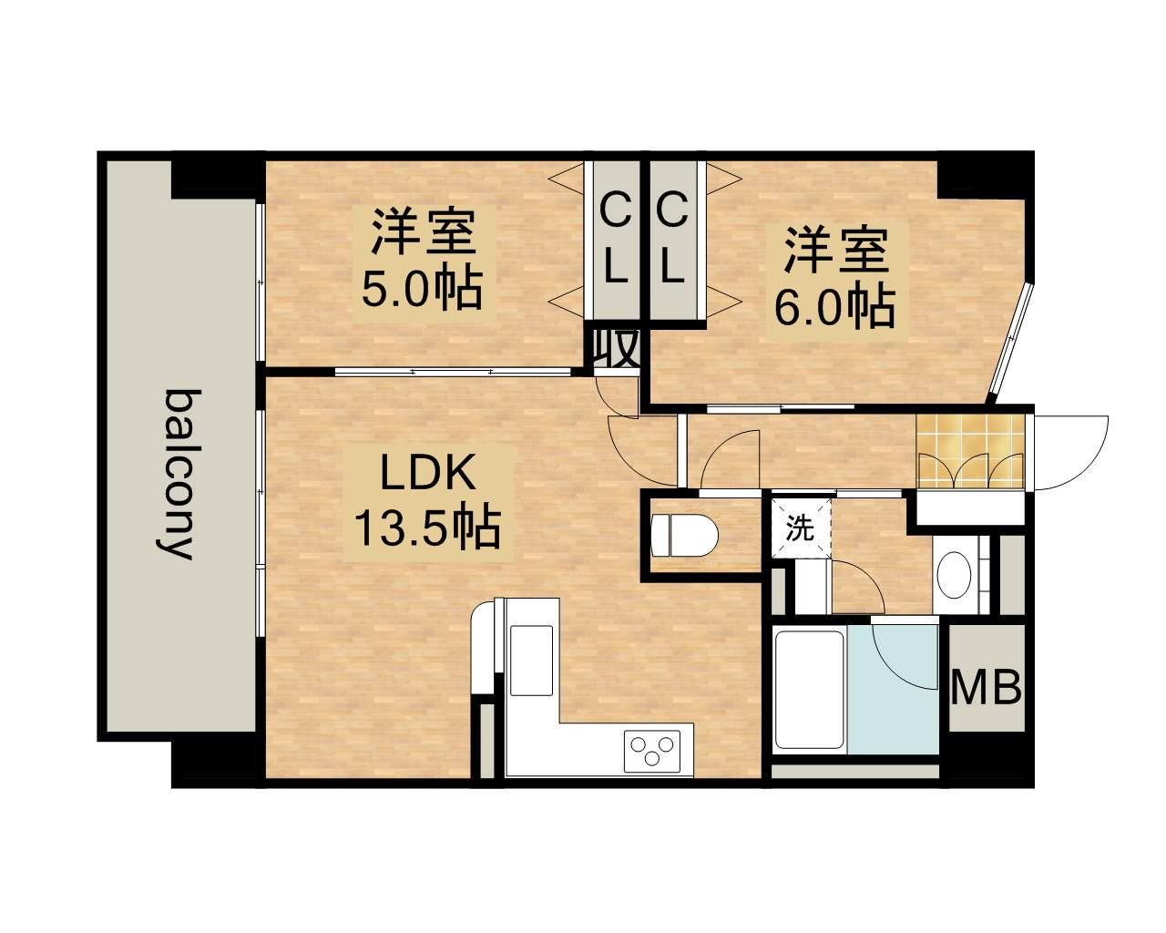 プレサンスロジェ丸の内テラス(2LDK/7階)の間取り写真