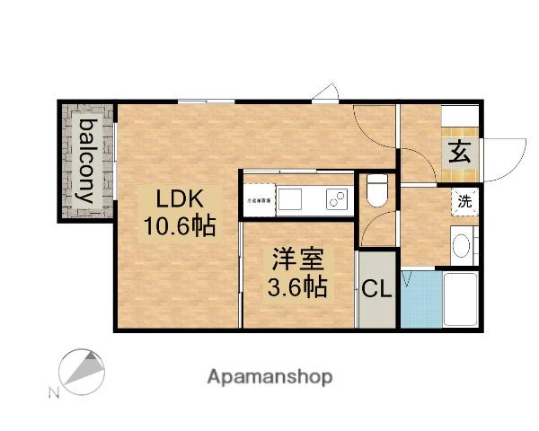 SCOTTSDALE(1LDK/3階)の間取り写真
