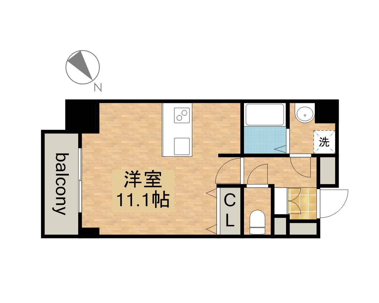 プレサンス鶴舞公園セラヴィ(1K/13階)の間取り写真