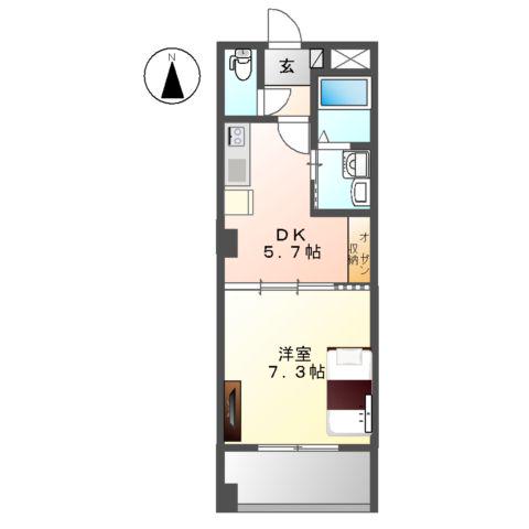 リバパレス鶴舞(1DK/10階)の間取り写真