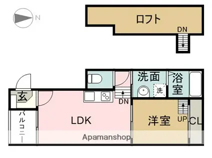 ルナソル(1LDK/2階)の間取り写真