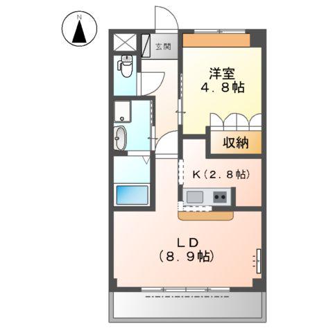ガーデン仲田(1LDK/3階)の間取り写真