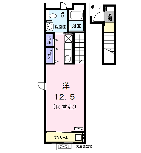 サイプレス (ワンルーム/2階)の間取り写真