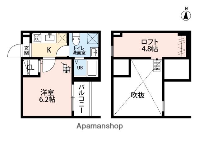 ワルキューレ(1K/2階)の間取り写真