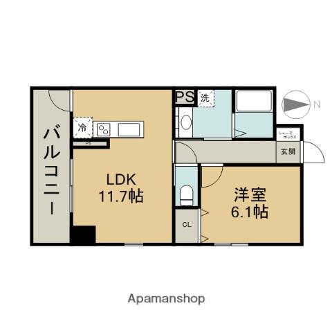 ロイヤル山王(1LDK/2階)の間取り写真