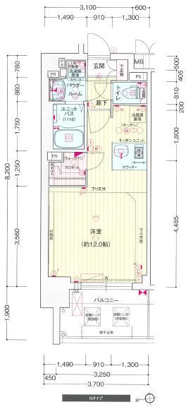 プレサンスジェネ千種内山(1K/2階)の間取り写真