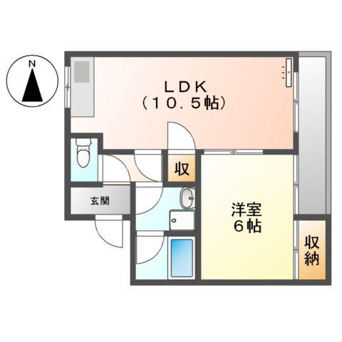 ラフォーレ妹尾(1LDK/2階)の間取り写真