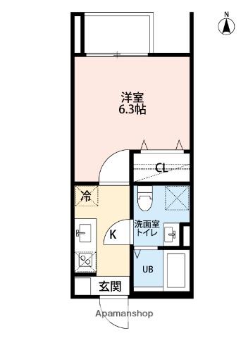 アズベル外新町(1K/3階)の間取り写真