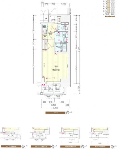 プレサンス池下トレス(1K/10階)の間取り写真