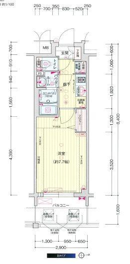 プレサンス上前津フィット(1K/7階)の間取り写真