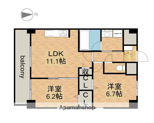 カーサニア尾頭橋(2LDK/10階)の間取り写真
