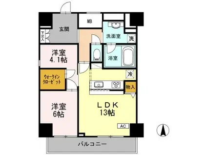 御幸レジデンス丸の内(2LDK/11階)の間取り写真