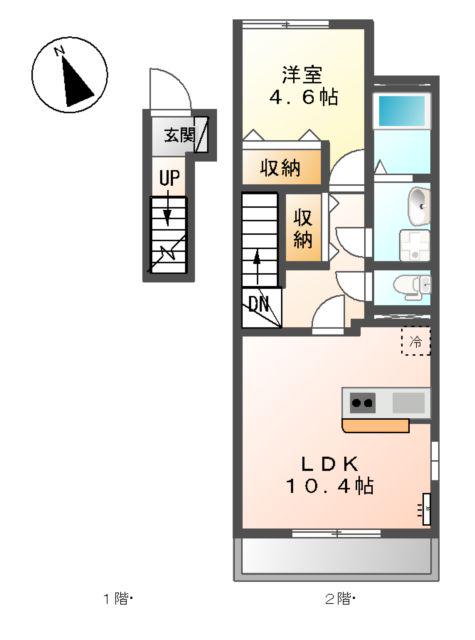 ルミエール(1LDK/2階)の間取り写真