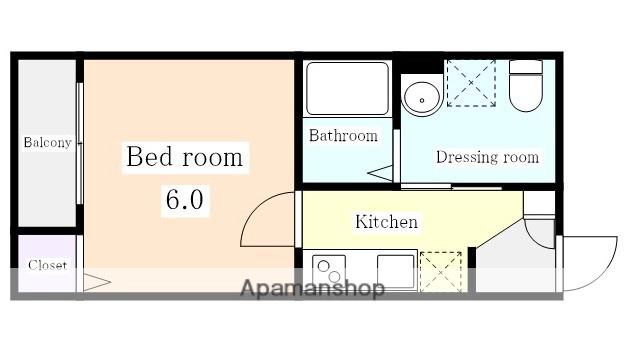 ロ・ハス千種(1K/1階)の間取り写真