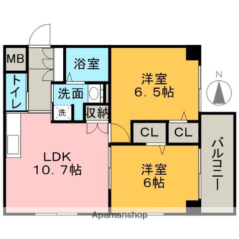 ガーディアン白金(2LDK/8階)の間取り写真