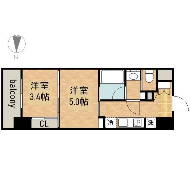 パークアクシス名古屋山王橋(1DK/12階)の間取り写真