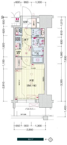 プレサンスSAKAEフロント(1K/3階)の間取り写真