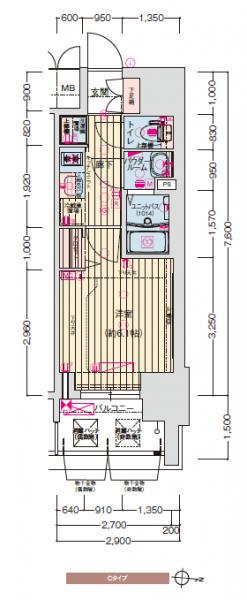 プレサンス丸の内アドブル(1K/8階)の間取り写真