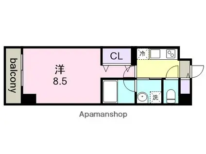 リシュドール名駅南(1K/4階)の間取り写真