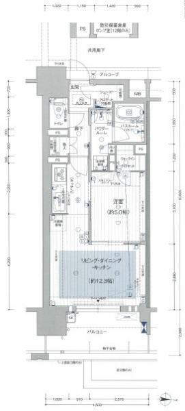 プレサンス グラン 栄 THE TOWER(1LDK/5階)の間取り写真