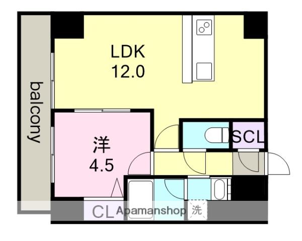 プレミアム大須(1LDK/4階)の間取り写真