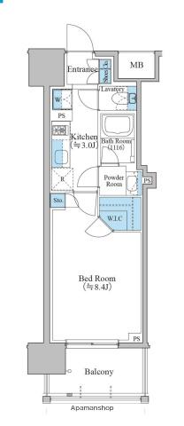 ブランシエスタ泉(1K/9階)の間取り写真