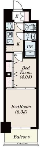 S-RESIDENCE六番町(2K/6階)の間取り写真